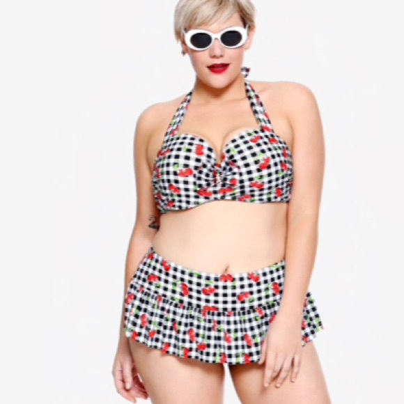 Hot Topic Other - New Black & White Gingham Cherry Plus Swimsuit
